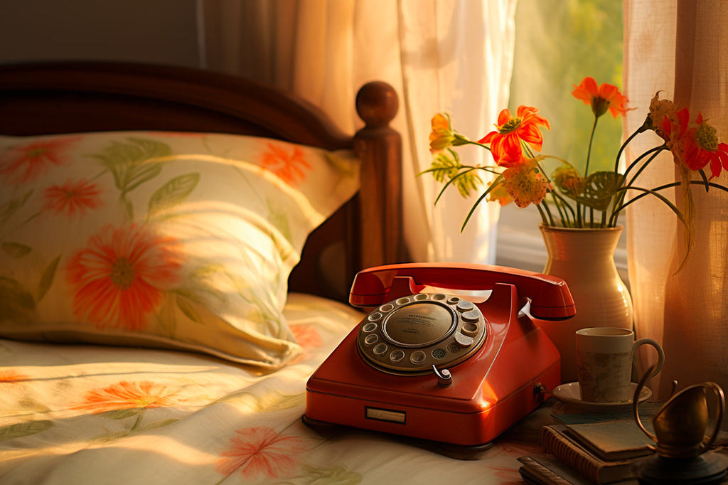 Téléphone vintage sans fil dans une chambre